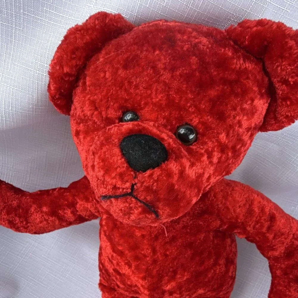 Vintage Circus Circus Vibrant Red Teddy Bear Plush Stuffed Animal 11